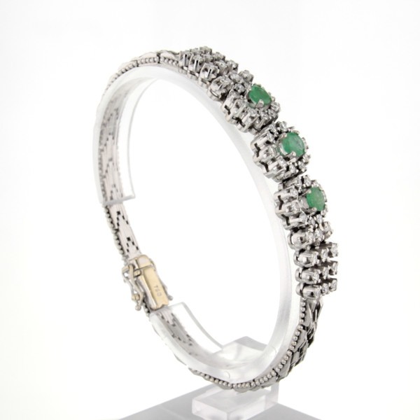 Accueil  VENDUS  Bracelet occasion Or blanc Emeraude Diamants